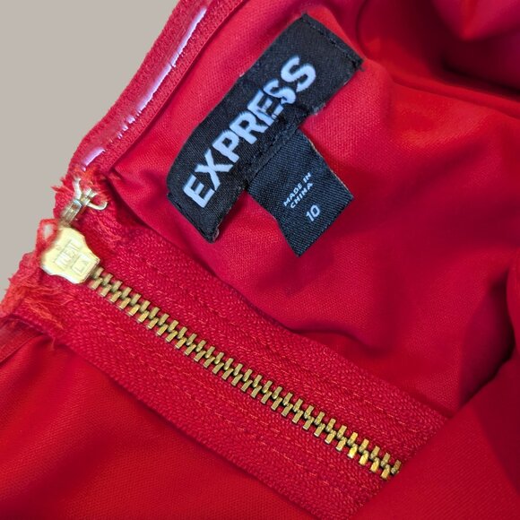 Express Red Strapless Jumpsuit with Pockets - Size 10 - Picture 3 of 7